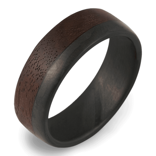 Men's Carbon Fiber Wedding Ring with 8mm Walnut Wood Band | Bonzerbands
