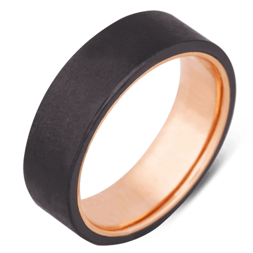 Men's Black Zirconium Wedding Ring with 7mm Platinum Band | Bonzerbands