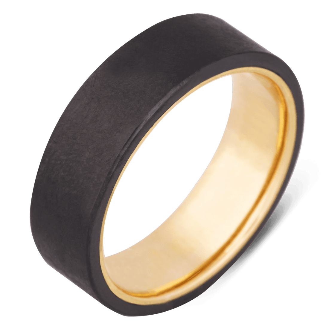 Men's Black Zirconium Wedding Ring with 7mm Platinum Band | Bonzerbands