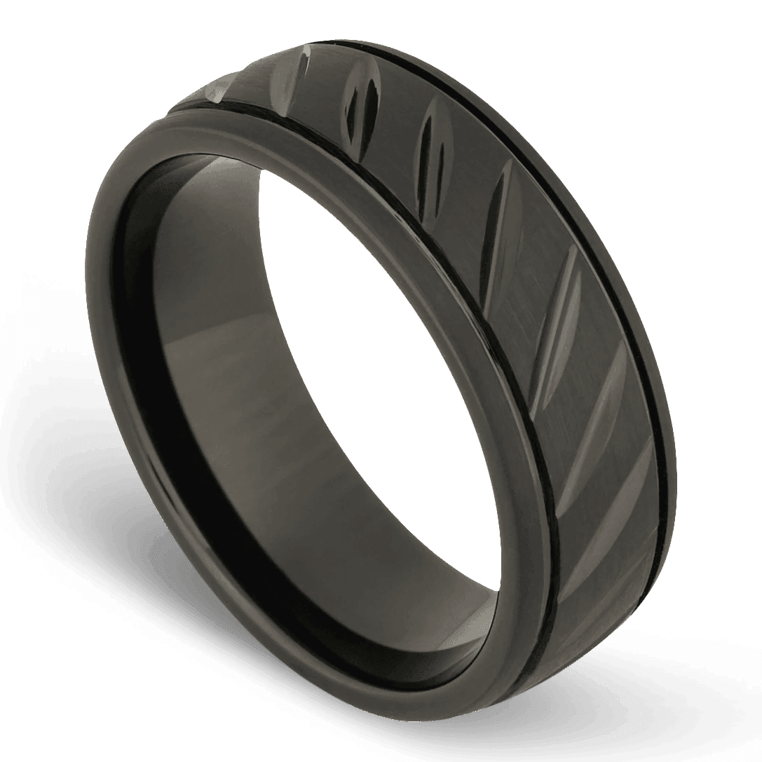 Men's Tungsten Wedding Ring with 8mm Black Band | Bonzerbands