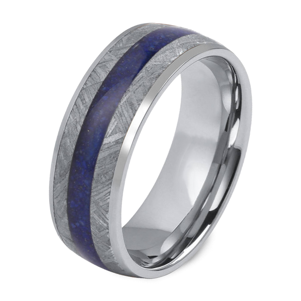 Men's Tungsten Wedding Ring with 8mm Opal Blue Line | Bonzerbands