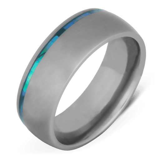 Men's Titanium Wedding Ring with 8mm Abalone Shell Band | Bonzerbands