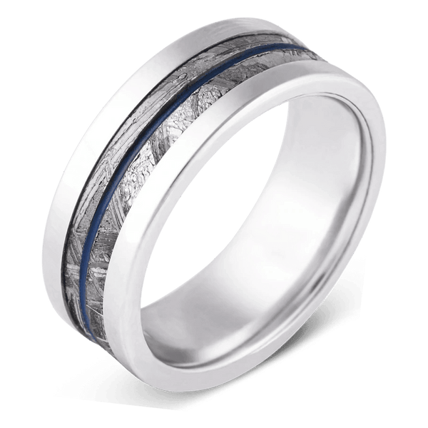 Men's Titanium Wedding Ring with 8mm Gibeon Meteorite Band | Bonzerbands