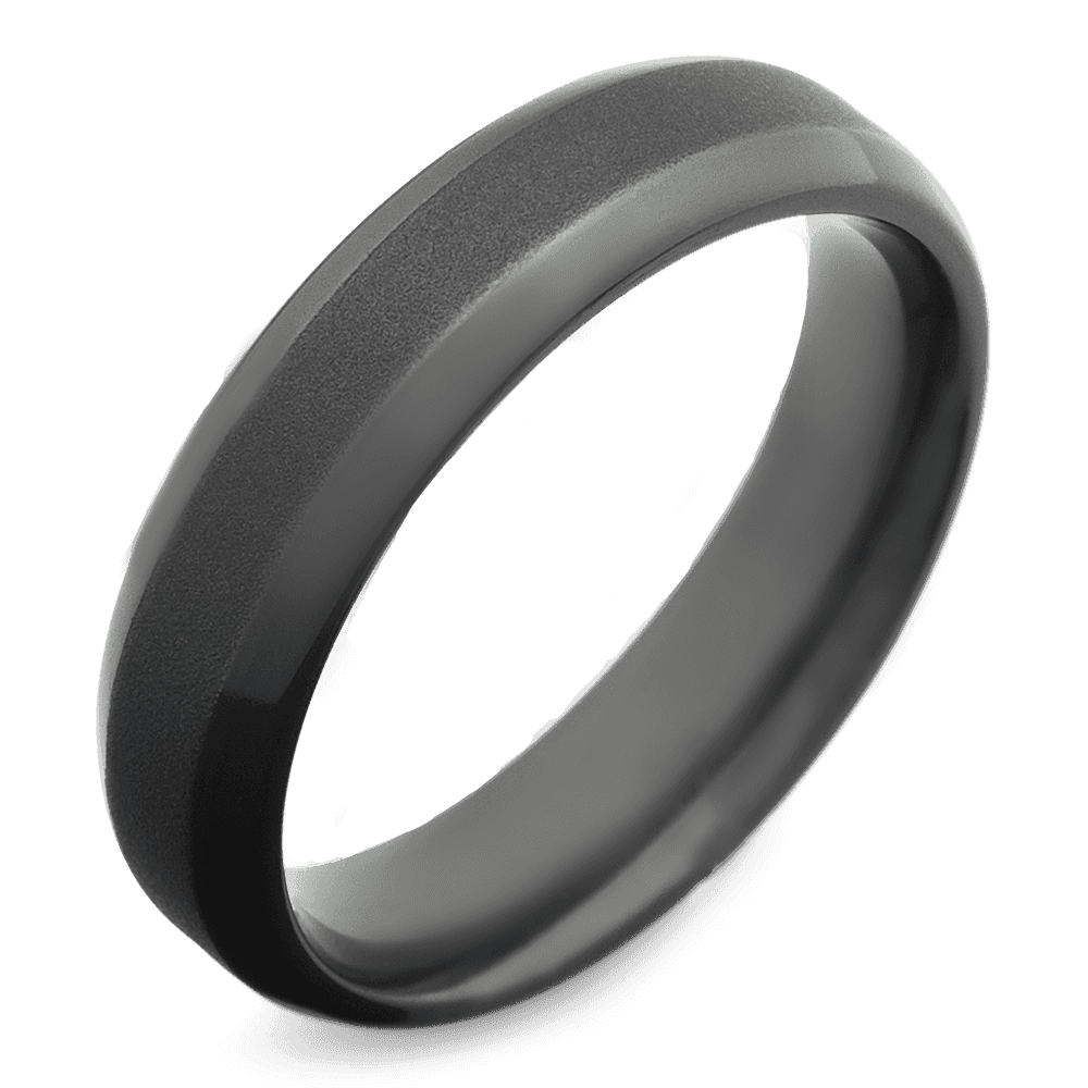 Men's Black Zirconium Wedding Ring with 8mm Beaded Finish Band | Bonzerbands