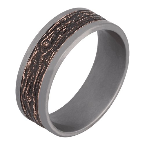 Men's Tantalum Wedding Ring with 8mm 14k Rose Gold Band | Bonzerbands