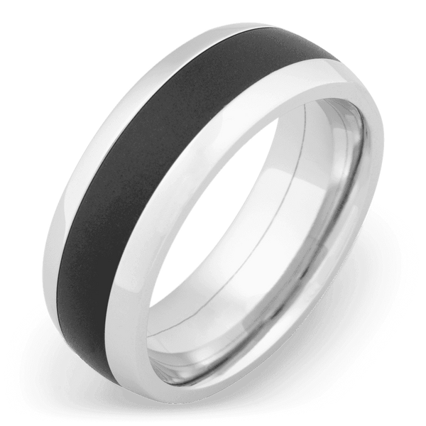 Men's Cobalt Chrome Wedding Ring with 8mm Black Zirconium Band | Bonzerbands