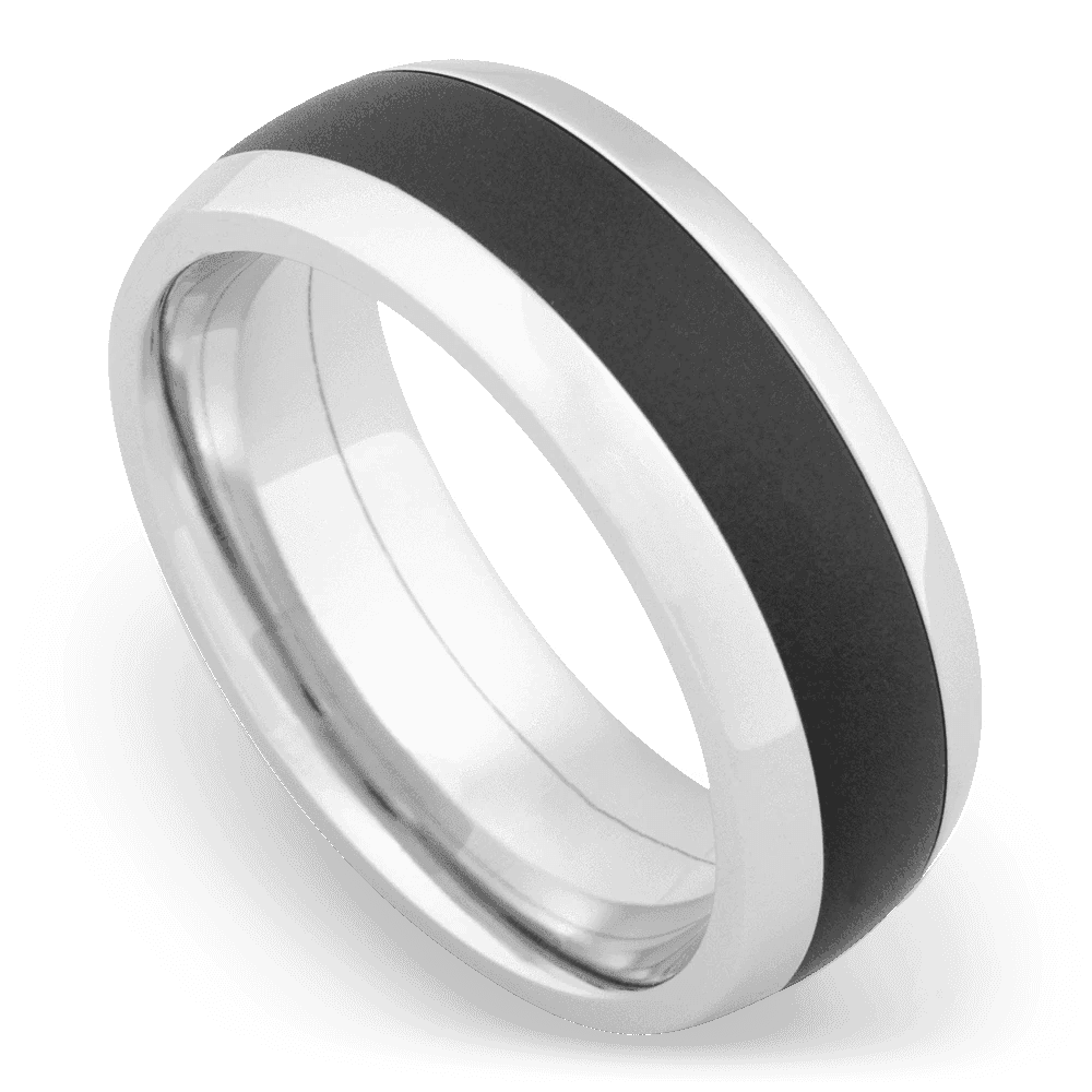 Men's Cobalt Chrome Wedding Ring with 8mm Black Zirconium Band | Bonzerbands