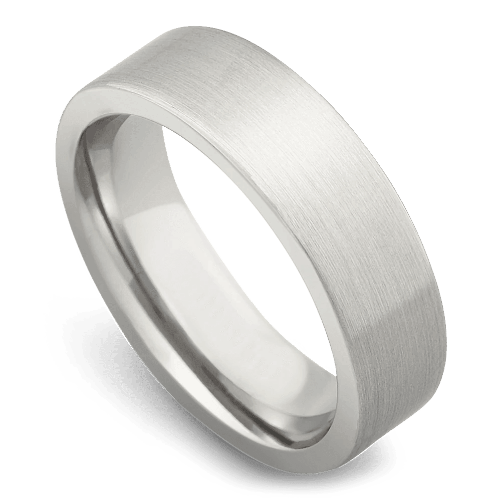 Men's Cobalt Chrome Wedding Ring with 6mm Flat Design Band | Bonzerbands