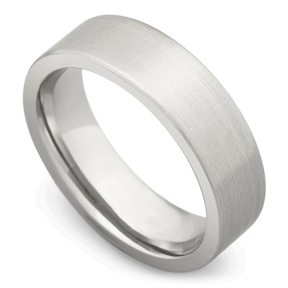 Men's Cobalt Chrome Wedding Ring with 6mm Brushed Matte Band | Bonzerbands