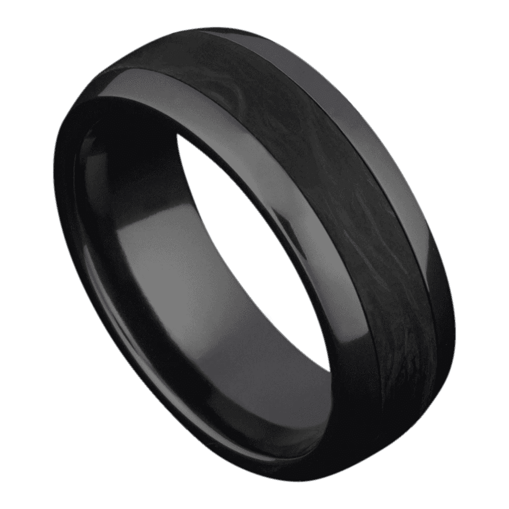 Men's Black Zirconium Wedding Ring with 8mm Carbon Fiber Band | Bonzerbands