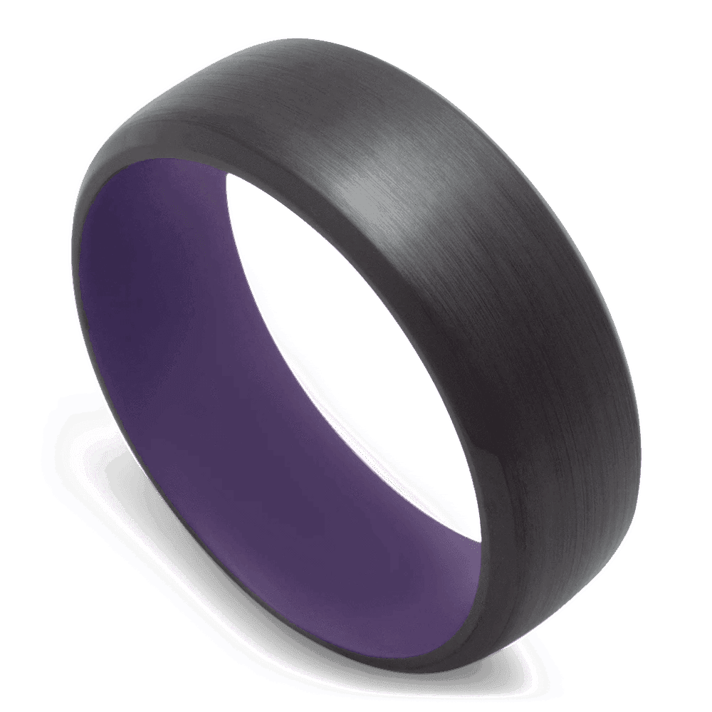 Men's Black Zirconium Wedding Ring with 8mm Purple Cerakote Band | Bonzerbands