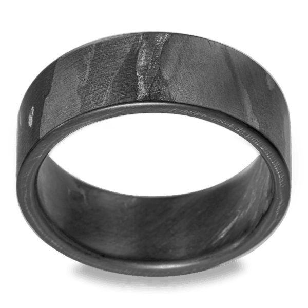 Men's Carbon Fiber Wedding Ring with 8mm Distressed Finish Band | Bonzerbands