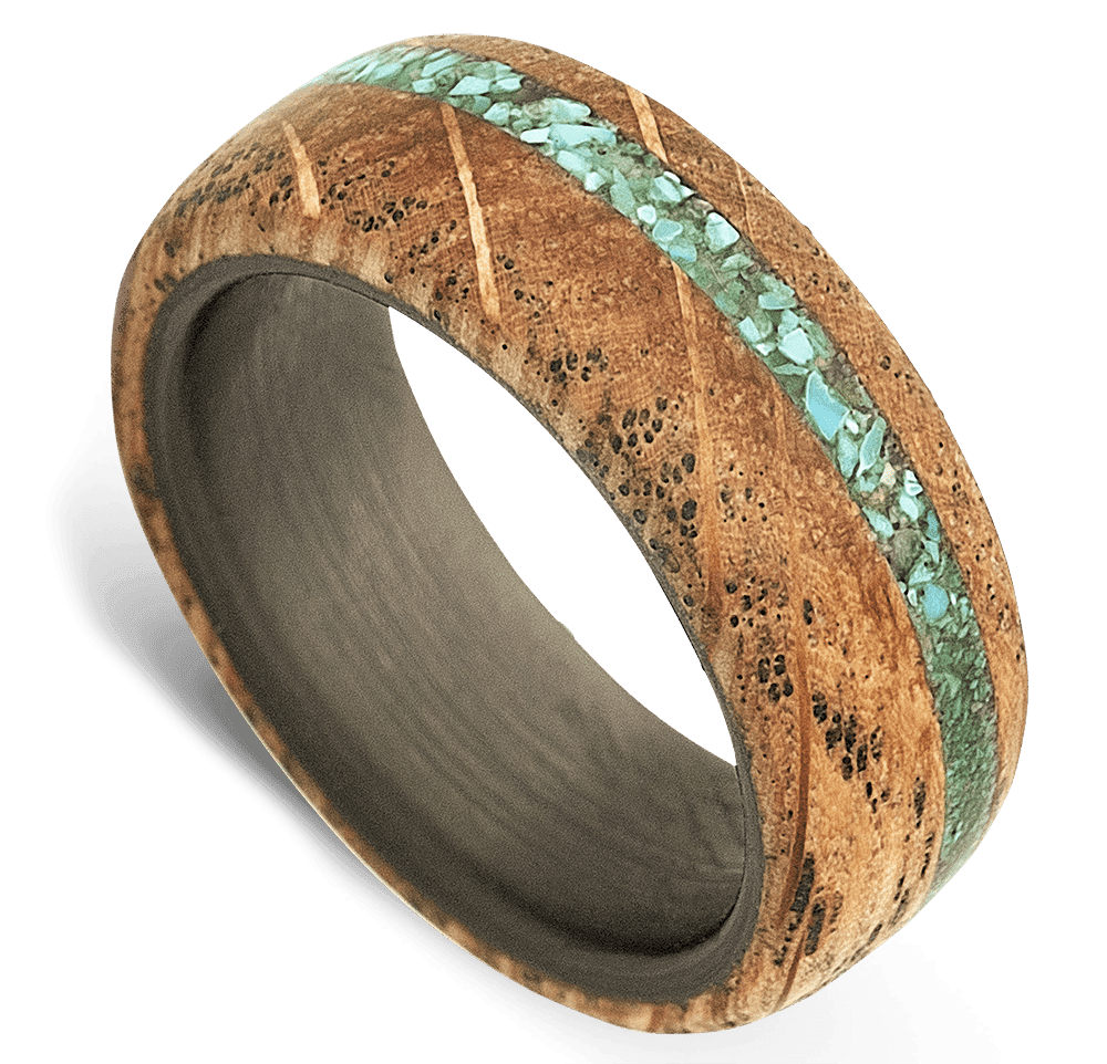 Men's Carbon Fiber Wedding Ring with 8mm Whiskey Barrel Band | Bonzerbands