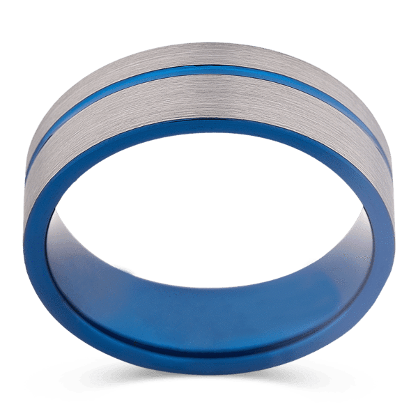 Men's Tungsten Wedding Ring with 8mm Blue Sleeve Band | Bonzerbands