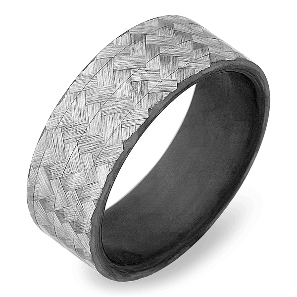 Men's Carbon Glass Fiber Wedding Ring with 8mm Aluminum Glass Fiber Band | Bonzerbands