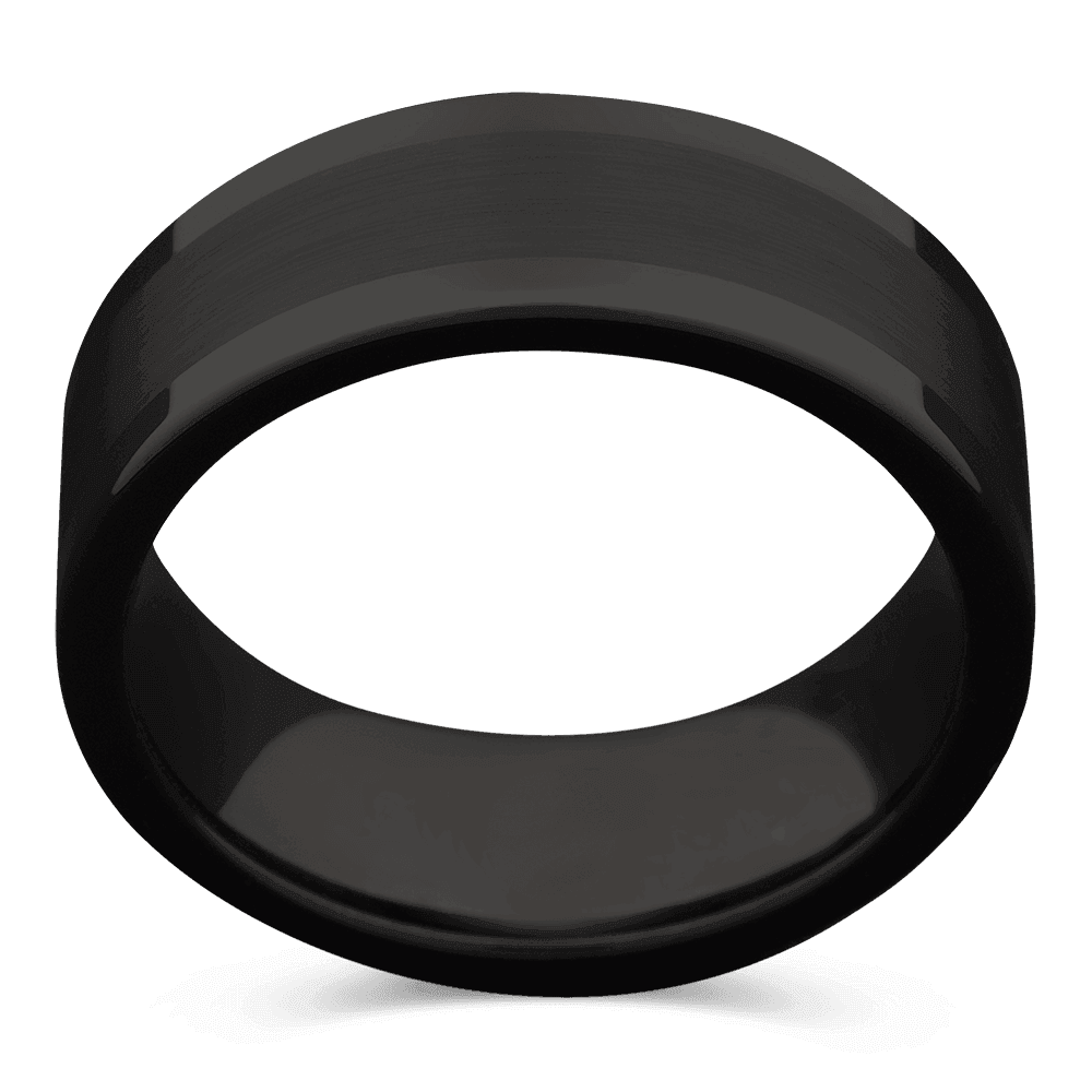 Men's Black Plated Tungsten Wedding Ring with 8mm Flat Design Band | Bonzerbands