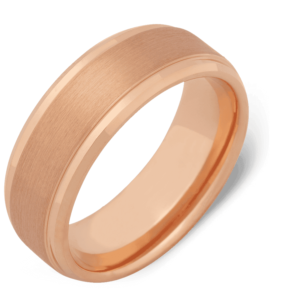 Men's Tungsten Wedding Ring with 8mm 18k Rose Gold Band | Bonzerbands