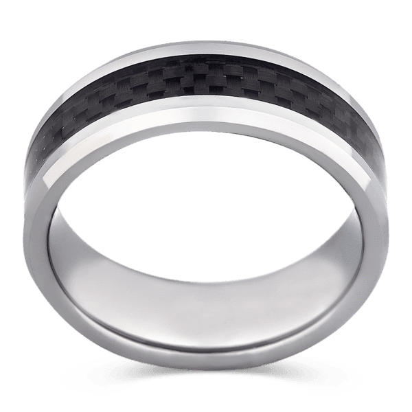 Men's Tungsten Wedding Ring with 8mm Carbon Fiber Band | Bonzerbands