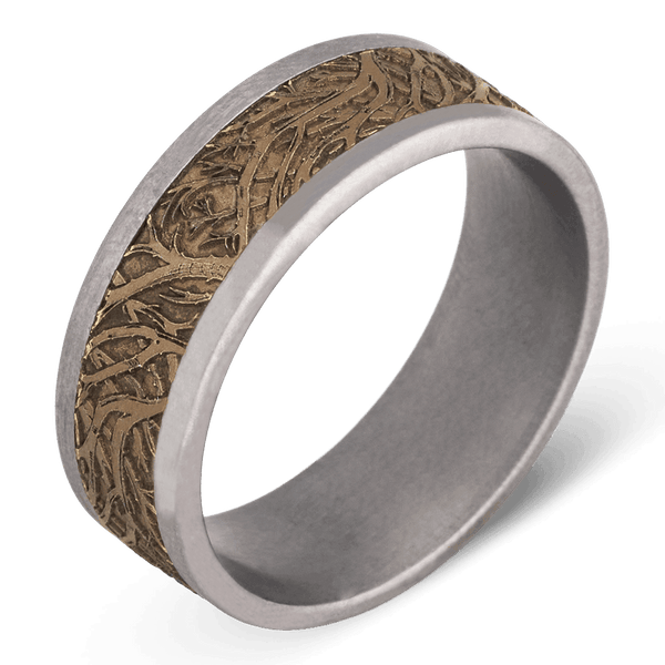 Men's Tantalum Wedding Ring with 8mm Etched Tree Design Band | Bonzerbands