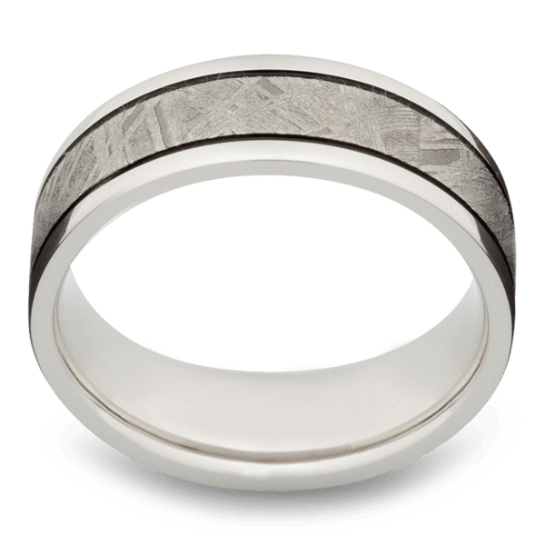 Men's Cobalt Chrome Wedding Ring with 7.5mm Gibeon Meteorite Band | Bonzerbands
