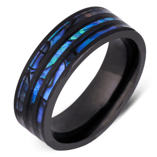 Men's Titanium Wedding Ring with 8mm Abalone Shell Band | Bonzerbands