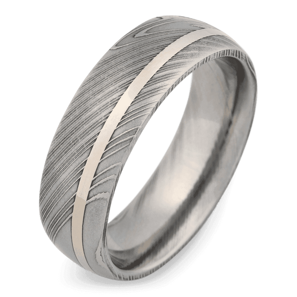 Platinum and Oxidized Sterling Silver Channel Men's Wedding Band –  www.