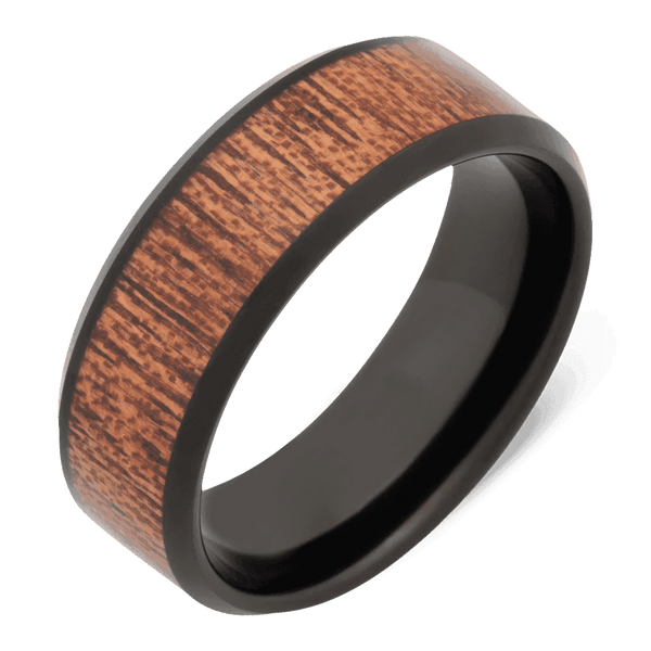 Men's Tungsten Wedding Ring with 8mm Mahogany Band | Bonzerbands