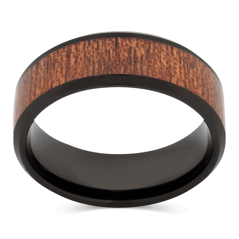 Men's Tungsten Wedding Ring with 8mm Mahogany Band | Bonzerbands