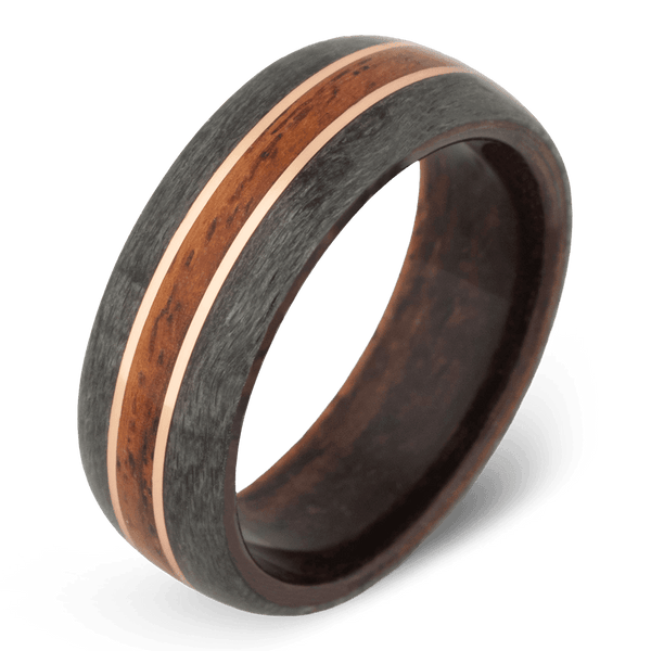 Men's Grey Maple Wood Wedding Ring with 8mm Rosewood Band | Bonzerbands