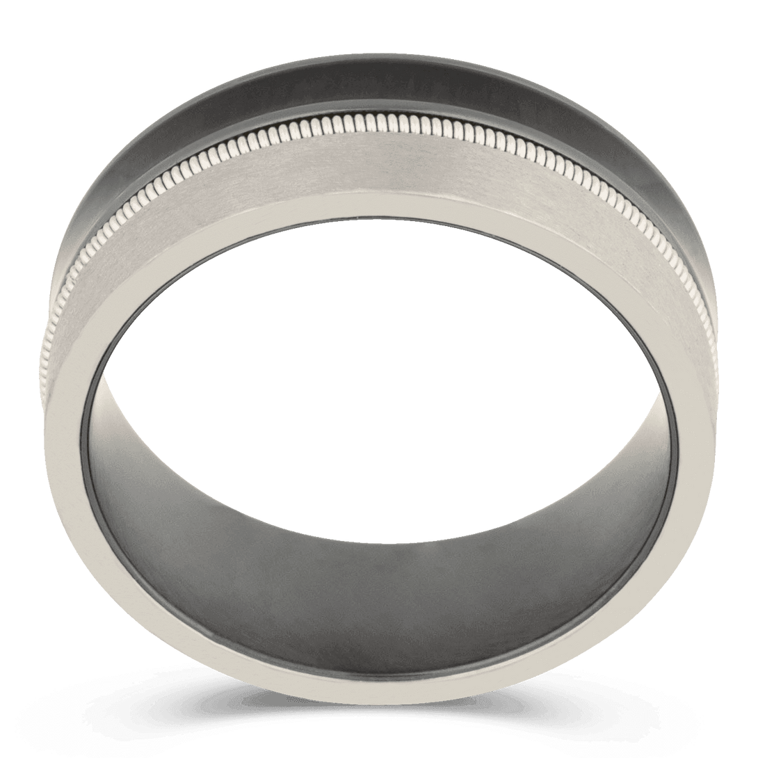 Men's Titanium Wedding Ring with 8mm Guitar String Band | Bonzerbands