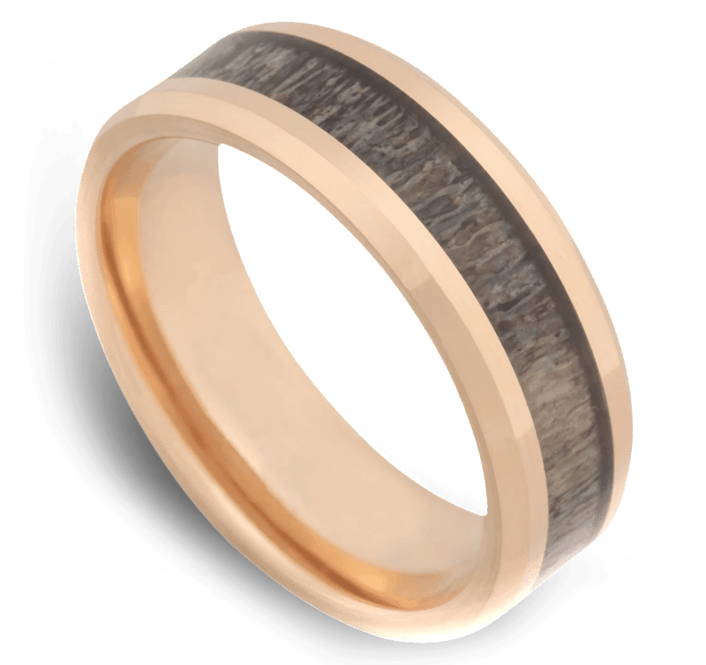 Men's Tungsten Wedding Ring with 8mm Deer Antler Band | Bonzerbands