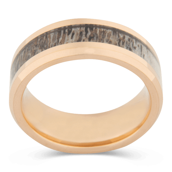Men's Tungsten Wedding Ring with 8mm Deer Antler Band | Bonzerbands