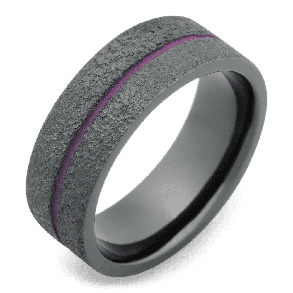 Men's Tungsten Ring - Black and Purple - Roxo