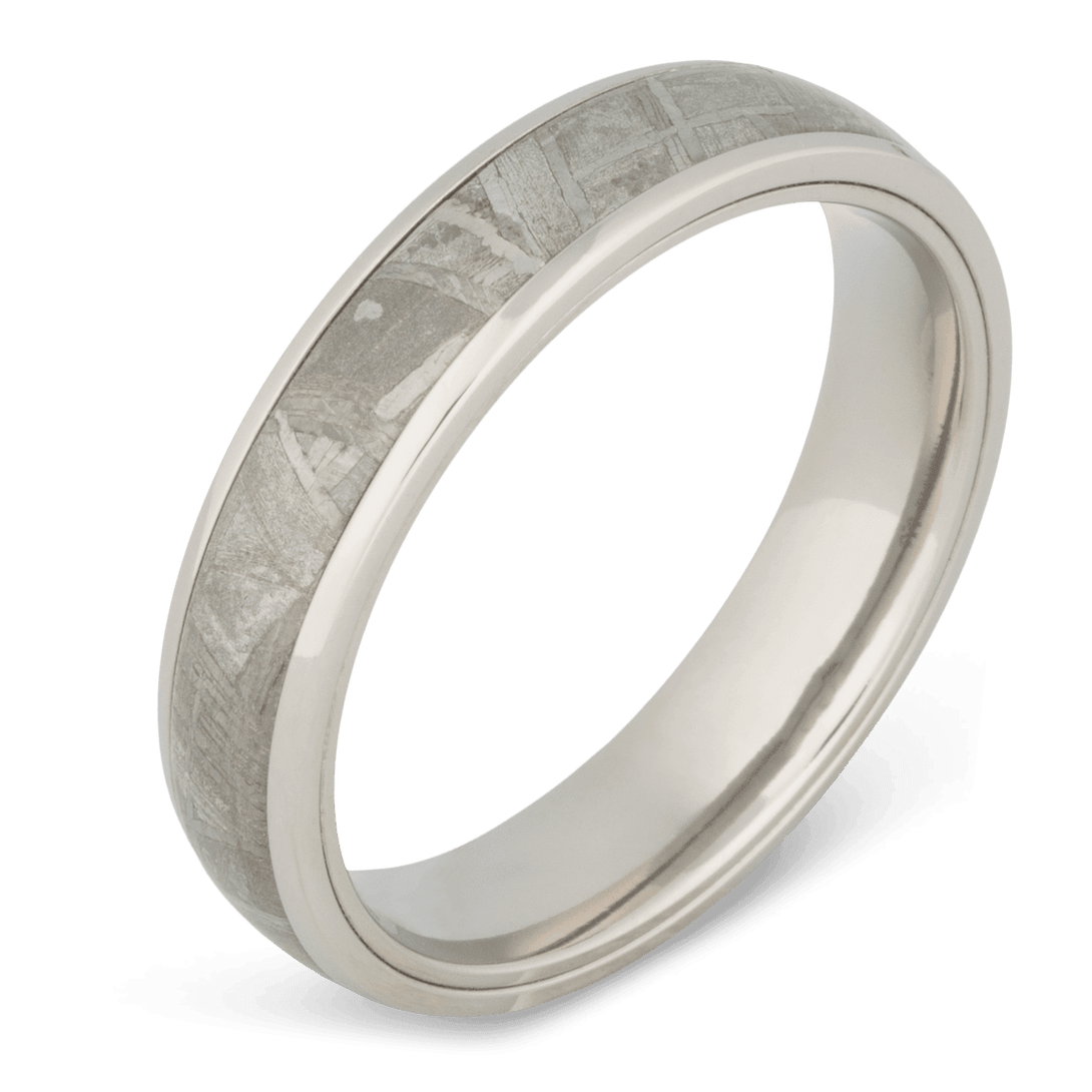Men's Titanium Wedding Ring with 8mm Meteorite Band | Bonzerbands