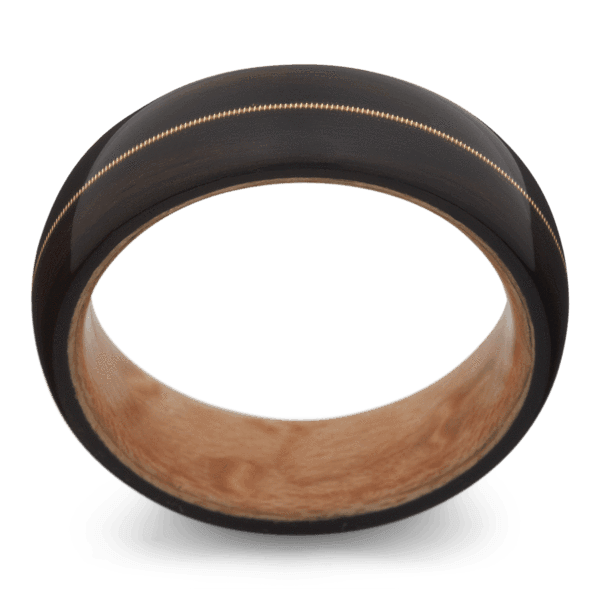 Men's Ebony Wood Wedding Ring with 8mm Guitar String Band | Bonzerbands