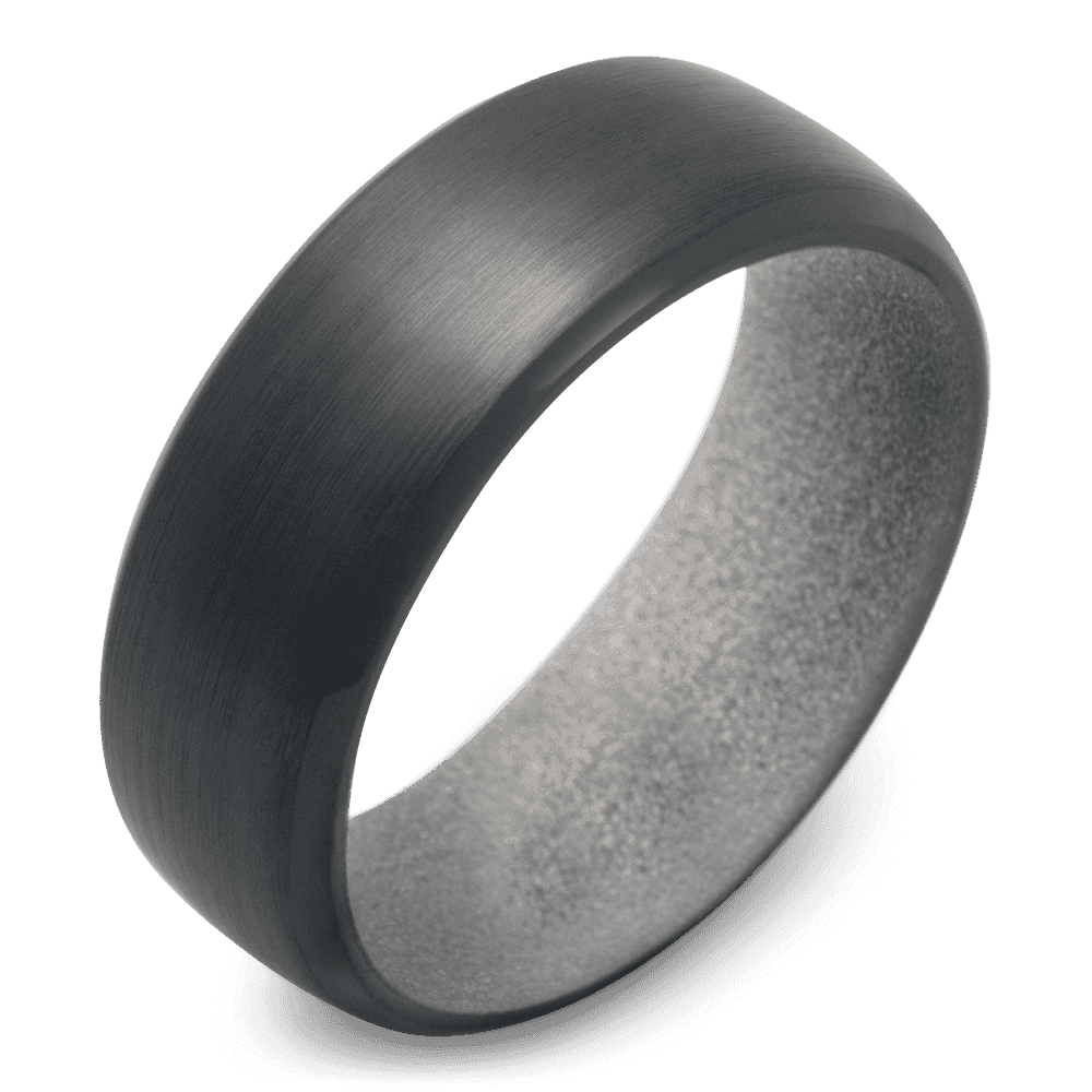Men's Black Zirconium Wedding Ring with 8mm Silver Band | Bonzerbands