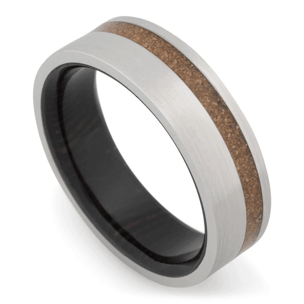 Men's Cobalt Chrome Wedding Ring with 7mm Tan Dinosaur Bone Band | Bonzerbands