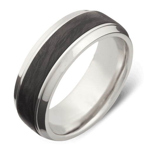 Men's Cobalt Chrome Wedding Ring with 8mm Carbon Fiber Band | Bonzerbands
