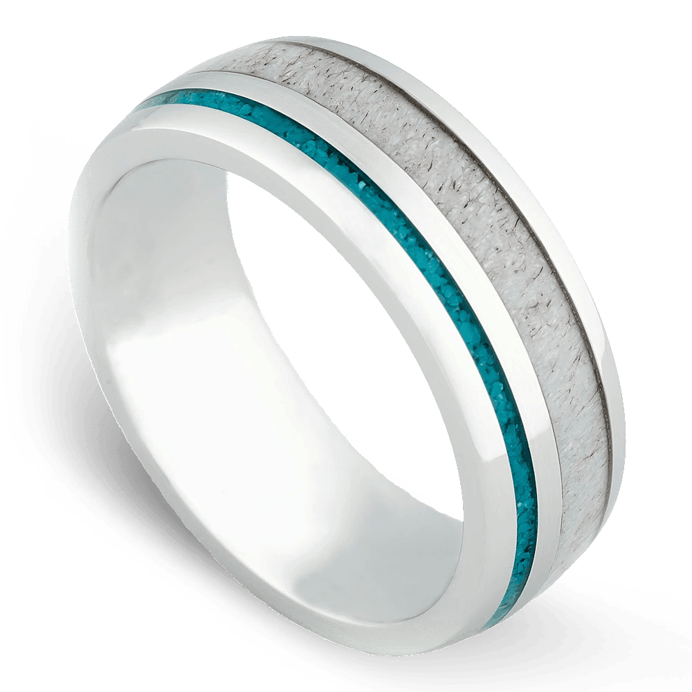 Men's Cobalt Chrome Wedding Ring with 8mm Deer Antler Band | Bonzerbands