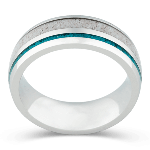 Men's Cobalt Chrome Wedding Ring with 8mm Deer Antler Band | Bonzerbands