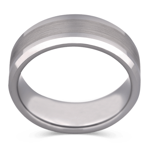 Men's Tungsten Wedding Ring with 8mm Beveled Edge Design Band | Bonzerbands