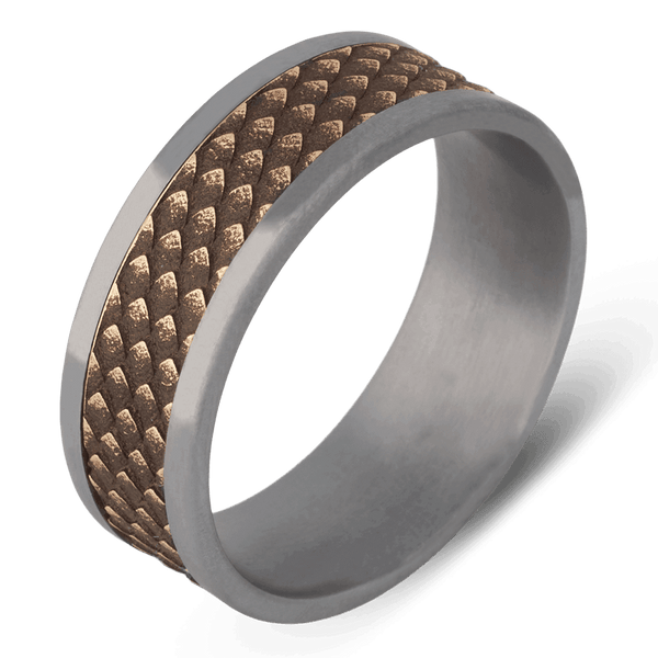 Men's Tantalum Wedding Ring with 8mm 14k Yellow Gold Band | Bonzerbands