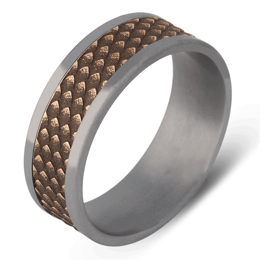 Men's Tantalum Wedding Ring with 8mm 14k Yellow Gold Band | Bonzerbands