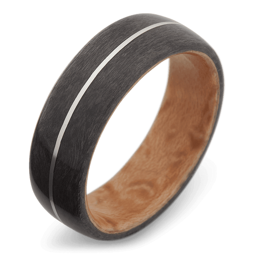 Men's Grey Maple Wood Wedding Ring with 8mm Sterling Silver Band | Bonzerbands