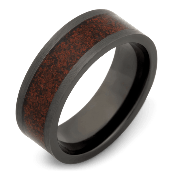 Men's Black Zirconium Wedding Ring with 8mm Black Plated Tungsten Band | Bonzerbands