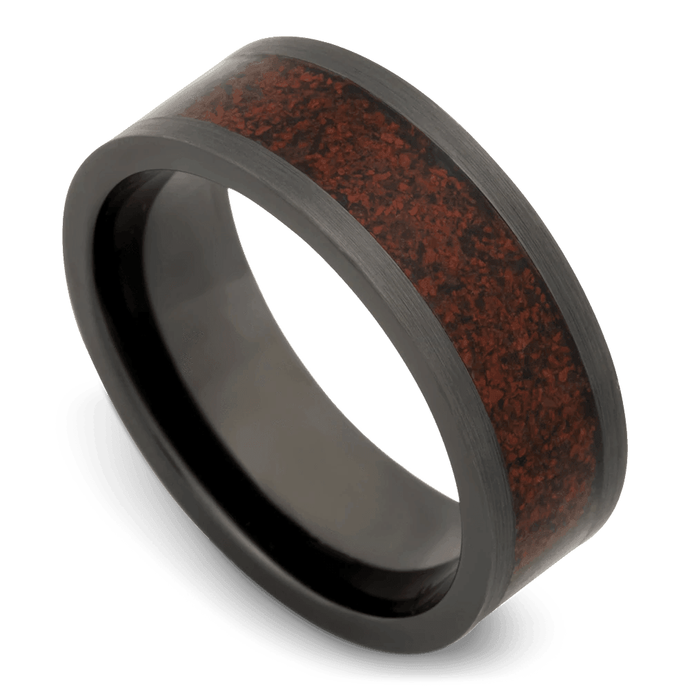 Men's Black Zirconium Wedding Ring with 8mm Black Plated Tungsten Band | Bonzerbands