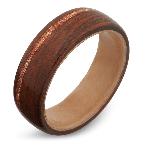 Men's Rosewood Wedding Ring with 8mm Rose Gold Band | Bonzerbands