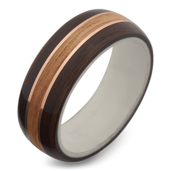 Men's Ebony Wood Wedding Ring with 8mm Deer Antler Band | Bonzerbands