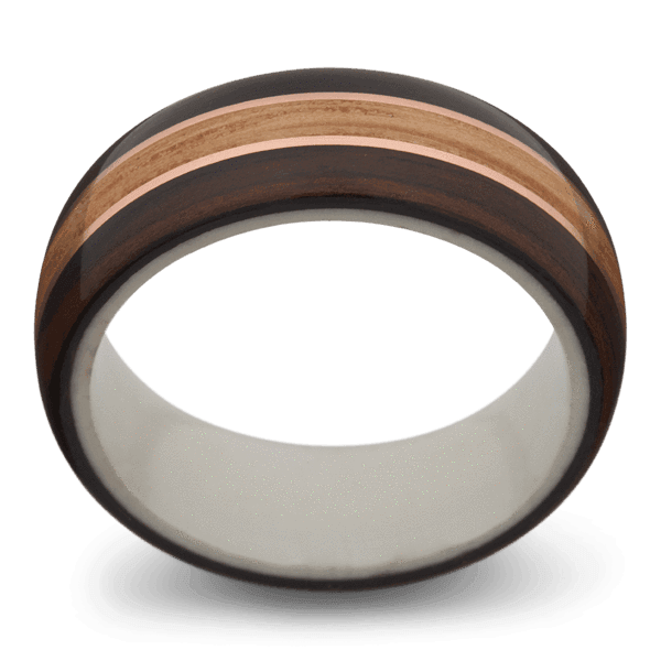 Men's Ebony Wood Wedding Ring with 8mm Deer Antler Band | Bonzerbands
