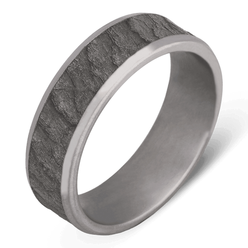 Men's Tantalum Wedding Ring with 7mm Lava Rock Pattern Band | Bonzerbands